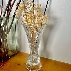 Reversible Set of 2 1979 Vintage Pressed Glass Candle Holders w/Diamond Patterns